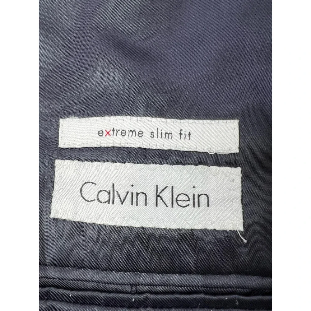 Calvin Klein Suit Jacket Mens 40R Blue Wool Extreme Slim Fit 2 Button Blazer